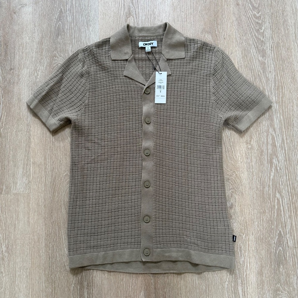 DKNY Jeans Men's Cardigan Button Up Sweater Small Color Cafe NWT $98.50